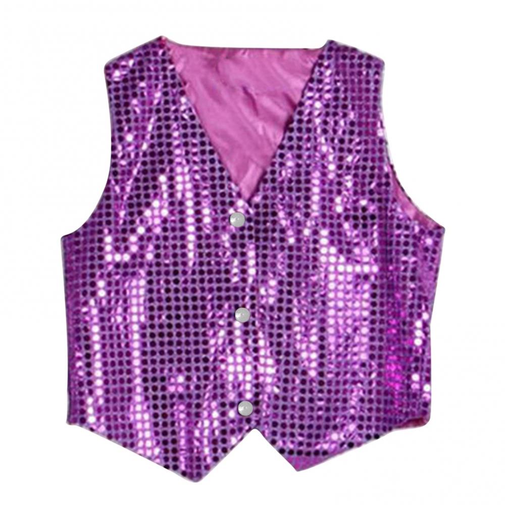 Children Shining Sequins Clothes Boys Students Christmas Stage Performance Costumes Kids Hip-hop Jazz Stage Dance Vest Waistcoat