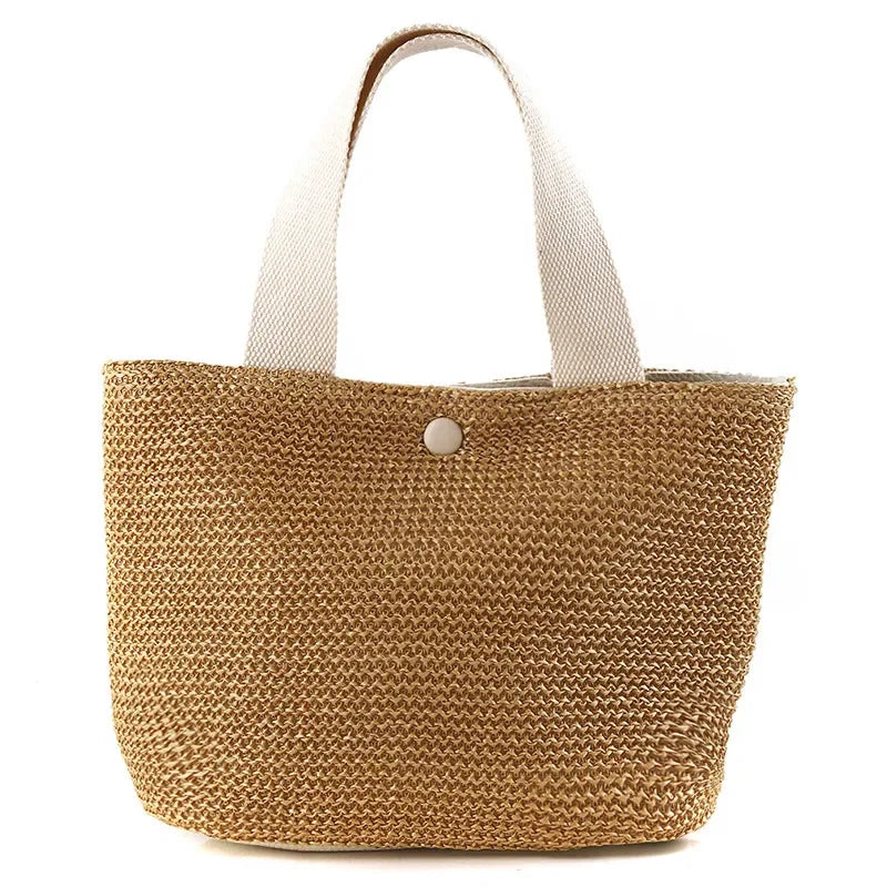 Fsahion Woven Ladies Straw Woven Handbag for Women's Holiday Beach Casual Tote Top-Handle Bags Handmade Retro Shoulder Bags 2024