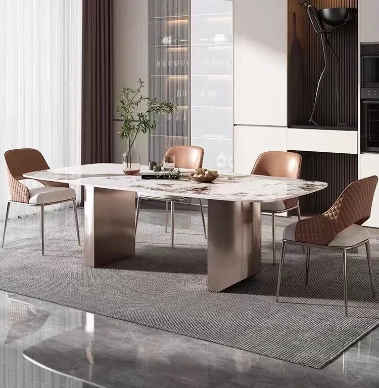 New 2024 Modern Dining Room Set Marble Metal Dining Table With 6 Chairs Tables And Chairs For Restaurant