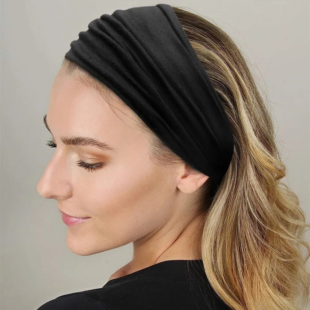 Wide Headbands for Women Stylish Head Wraps Boho Hairbands Sport Yoga Turban Cotton Non-Slip Bandana Hair Accessories