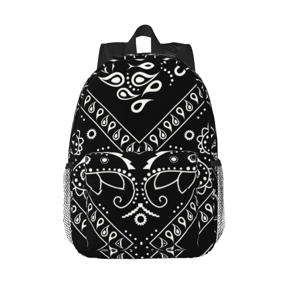 Custom Black White Paisley Chicano Bandana Style Laptop Backpack Women Men Basic Bookbag for School College Student Bag