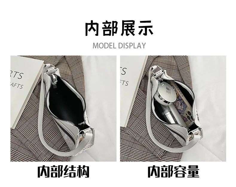 Fashion Women Newspaper Letter Printing PU Leather Shoulder Underarm Bag Casual Ladies Small Purse Buckle Handbag Messenger Bags