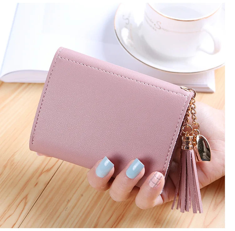 Mini Tassel Wallet Women Fashion Purse Female Short Mini Wallets Korean Students Lovely Purse Female Small Wallet for Women