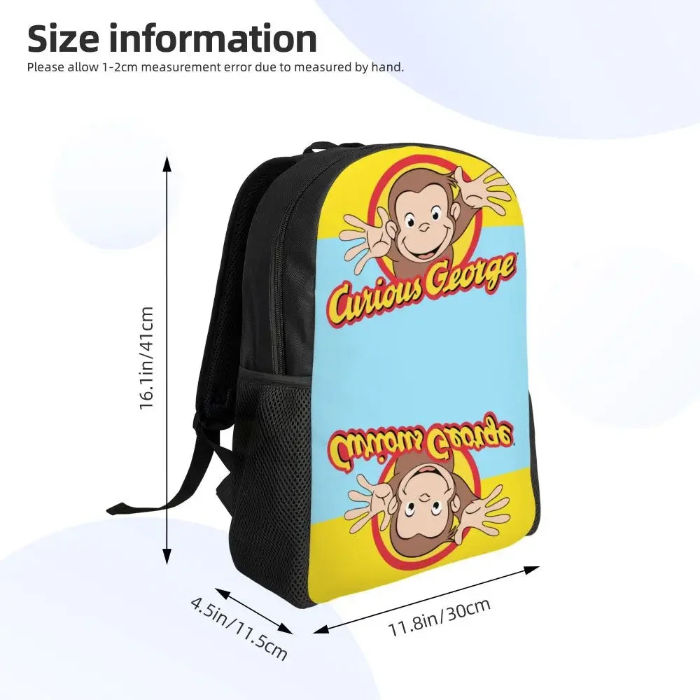 Customized Curious George Backpacks Women Men Casual Bookbag for School College Monkey Bags