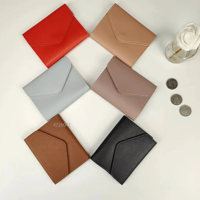 New Cute Wallets for Women Small Hasp Girl Credit Card Holder for PU Leather Coin Purse Female Wallet Short Purses for Women