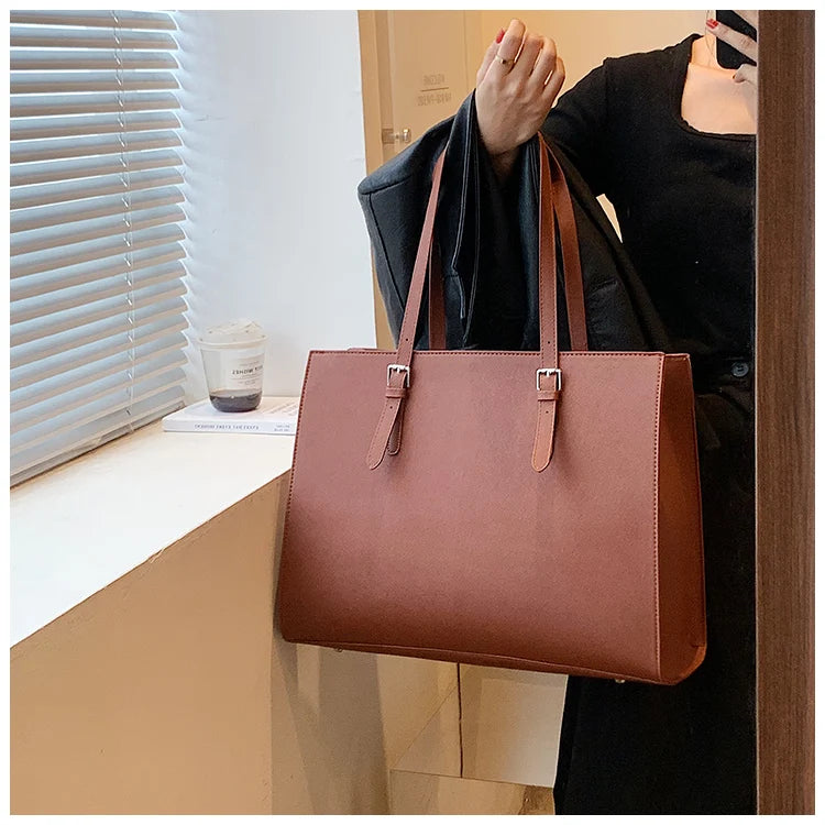 New Women Retro Tote Bags Messenger Handbag High Quality PU Leather Shoulder Bag Big Casual Crossbody Bag