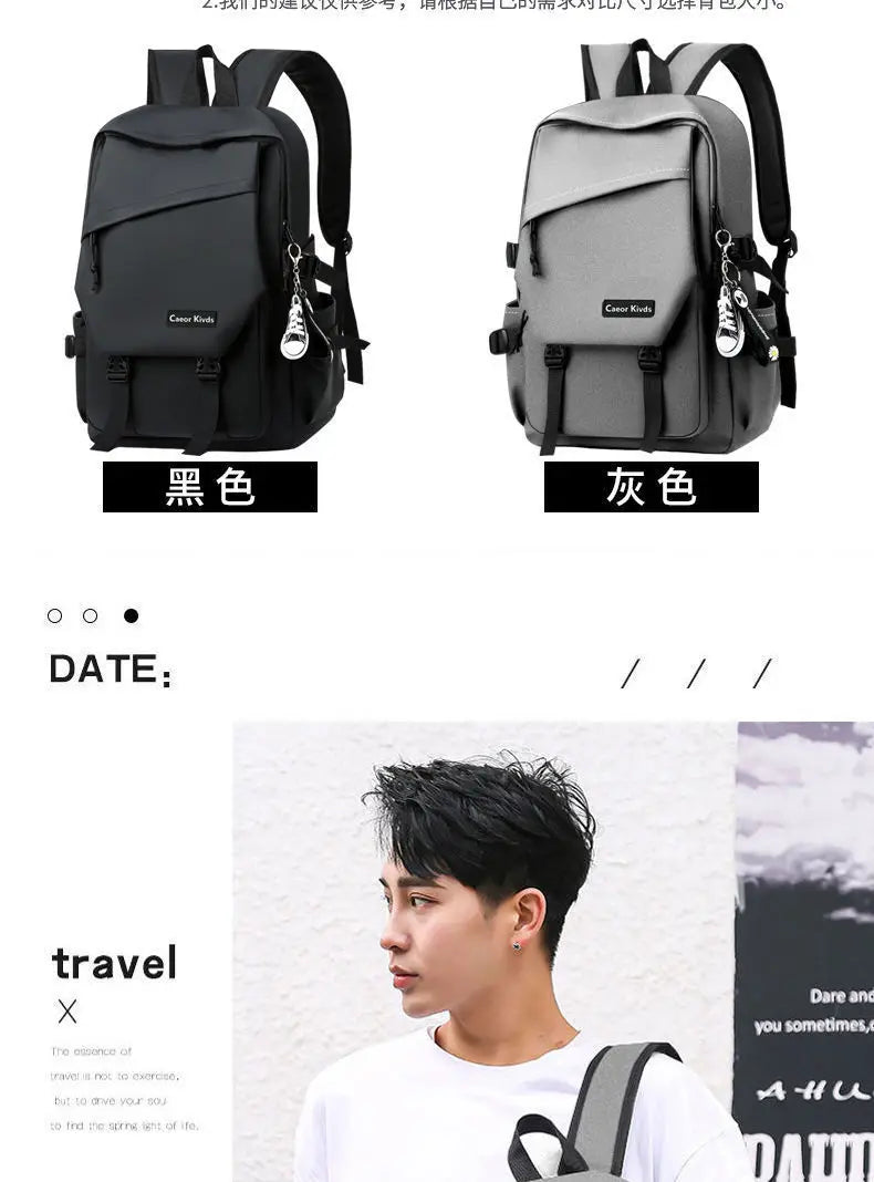 New Style Men's Business Backpack Woman Nylon Solid Color Large Capacity Laptop Student Schoolbag Travel Unisex Backpack 2023