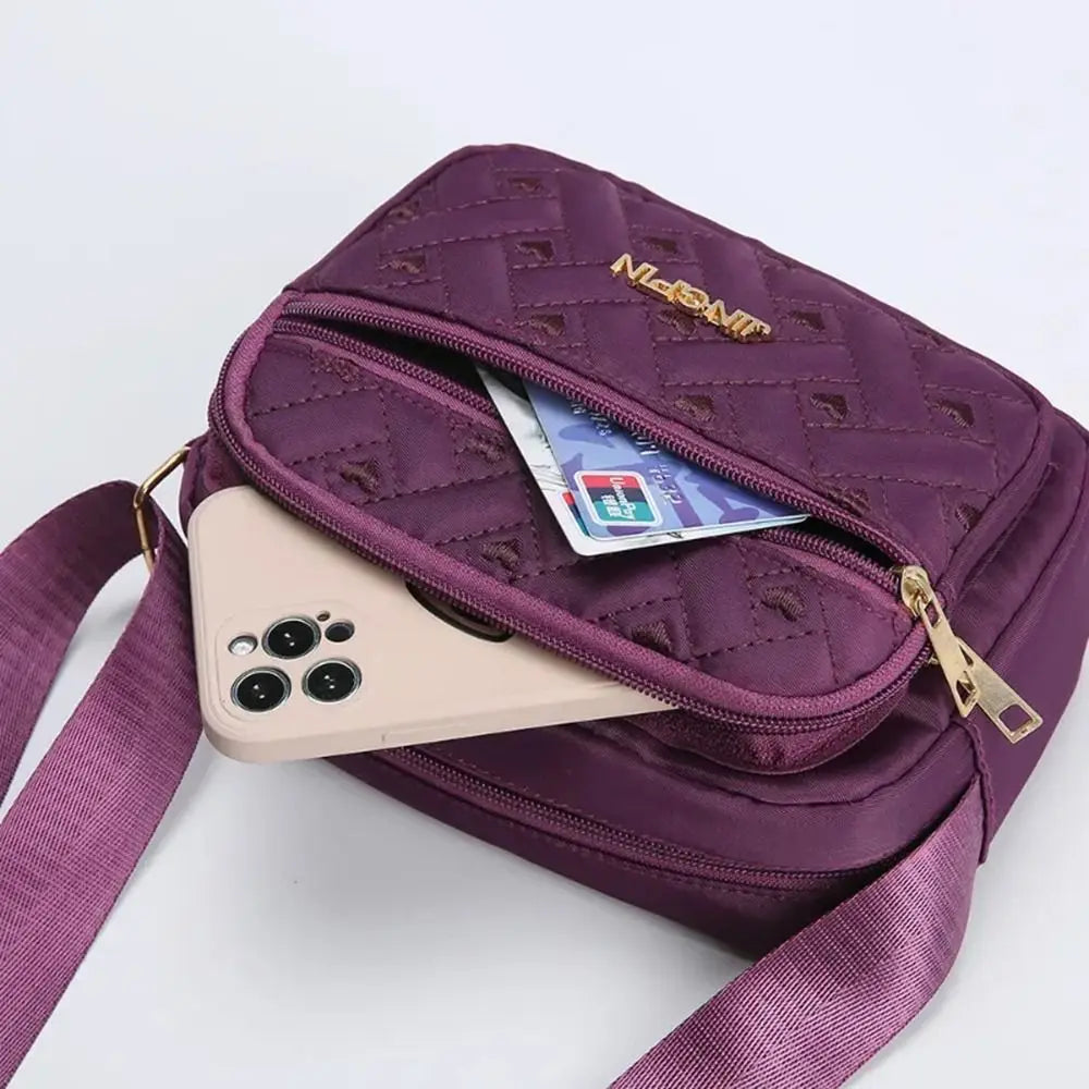 New Fashion Embroidery Bag Women's Zipper Handbag Women Nylon Square Handbags Lady's Shoulder Cross Body Female Bag