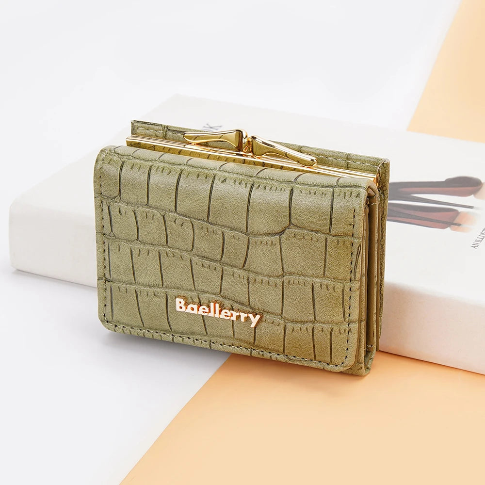 Baellerry New Women Short Wallet Brand Card Holder Simple Coin Pocket High Quality Female Purse Crocodile Pattern Women's Wallet