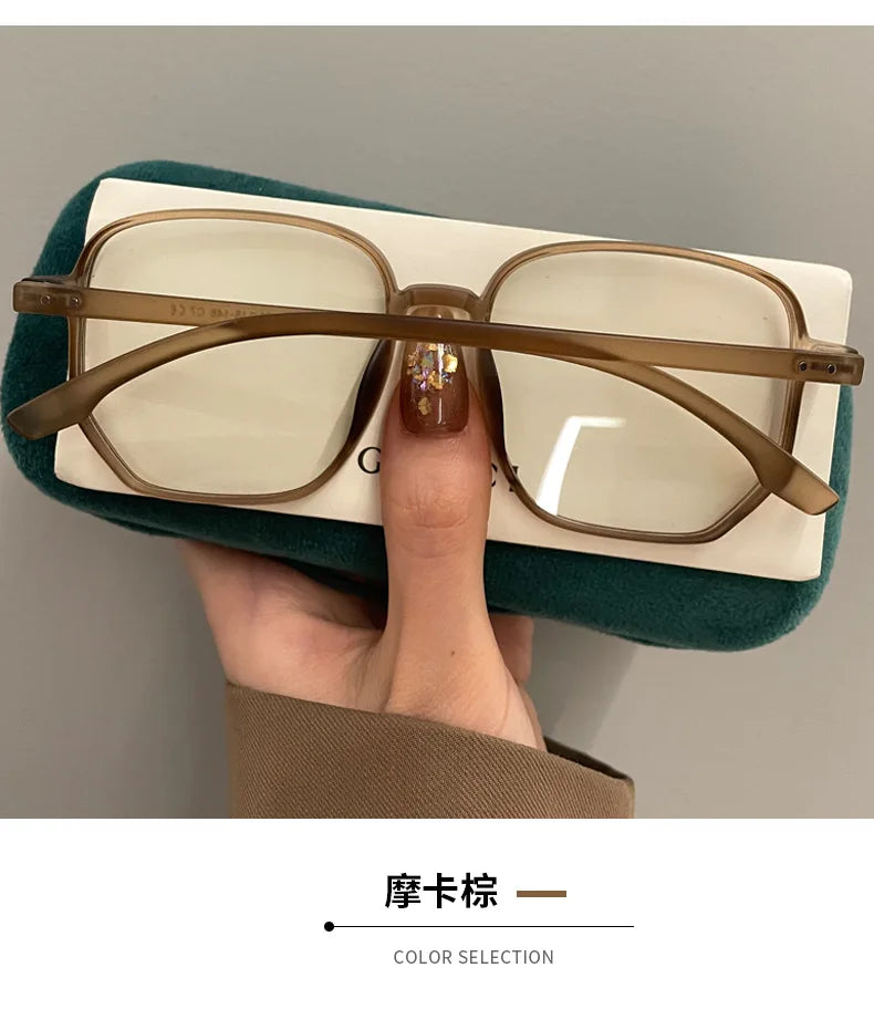 Ultra Light Myopia Glasses Men Women Minus Diopter Eyeglasses Trendy Large Size Square Frame Near Sight Eyewear