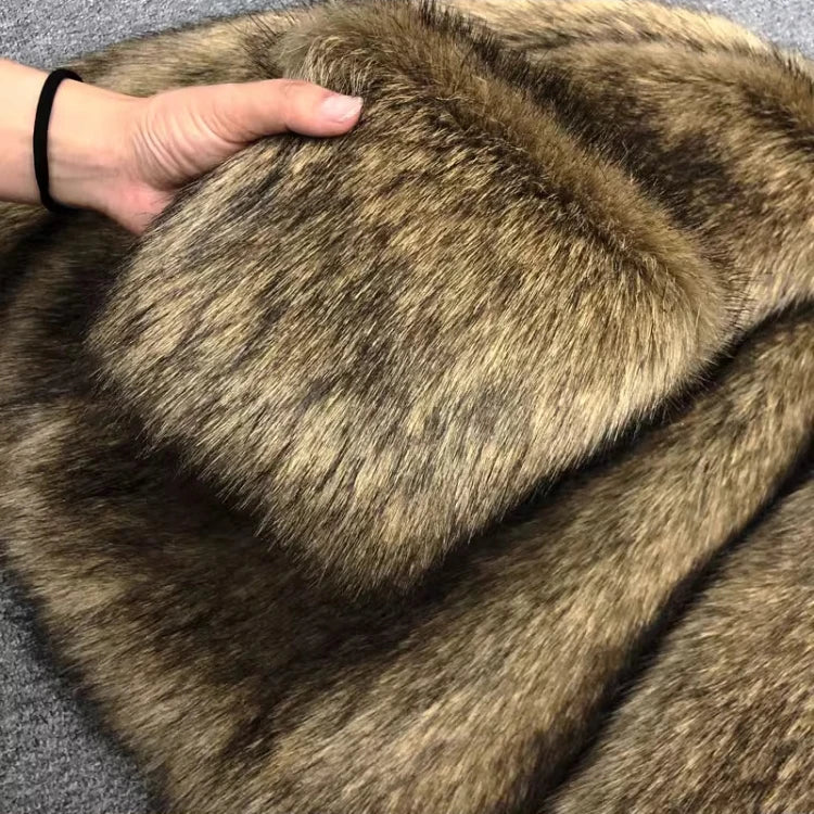 Mauroicardi Winter Short Thick Warm Hairy Shaggy Faux Raccoon Fur Coat Men Long Sleeve High Quality Luxury Fluffy Jacket 2023