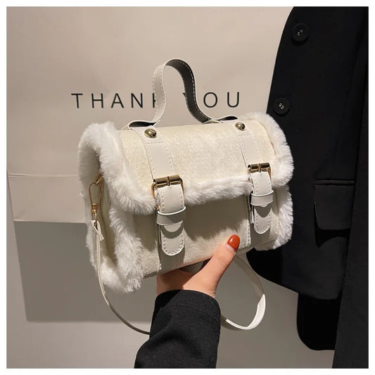 Winter Women Crossbody/shoulder Bag 2023 New Lamb Plush Velvet Bag Lady Small Square Handbag French Korea Style