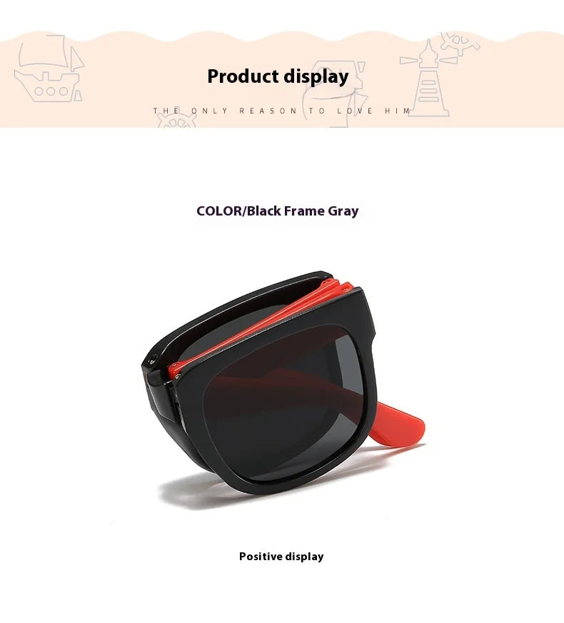 Folding Fashionable UV Resistant Baby Sunglasses New Box Art Children's Glasses Trend