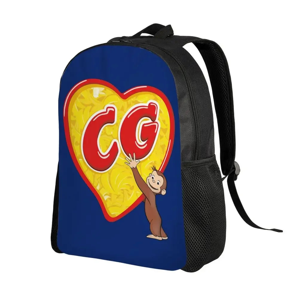 Customized Curious George Backpacks Women Men Casual Bookbag for School College Monkey Bags