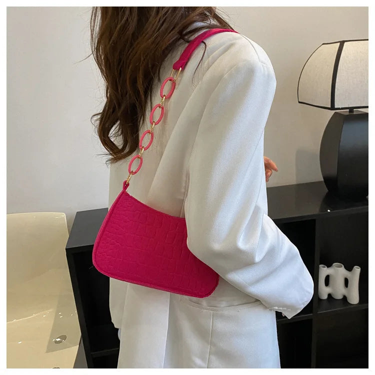 Fashion Felt Shoulder Bags for Women Women's Subaxillary Bag Design Advanced Texture Armpit Handbags Purses Crescent Saddle Bag