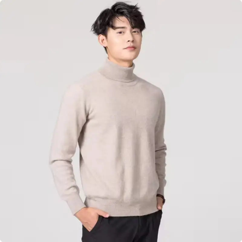 Cashmere Cotton blend Turtleneck Men Sweater Autumn Winter Man Pullover High Neck Sweater Jersey Hombre Pull Homme Hiver Jumper