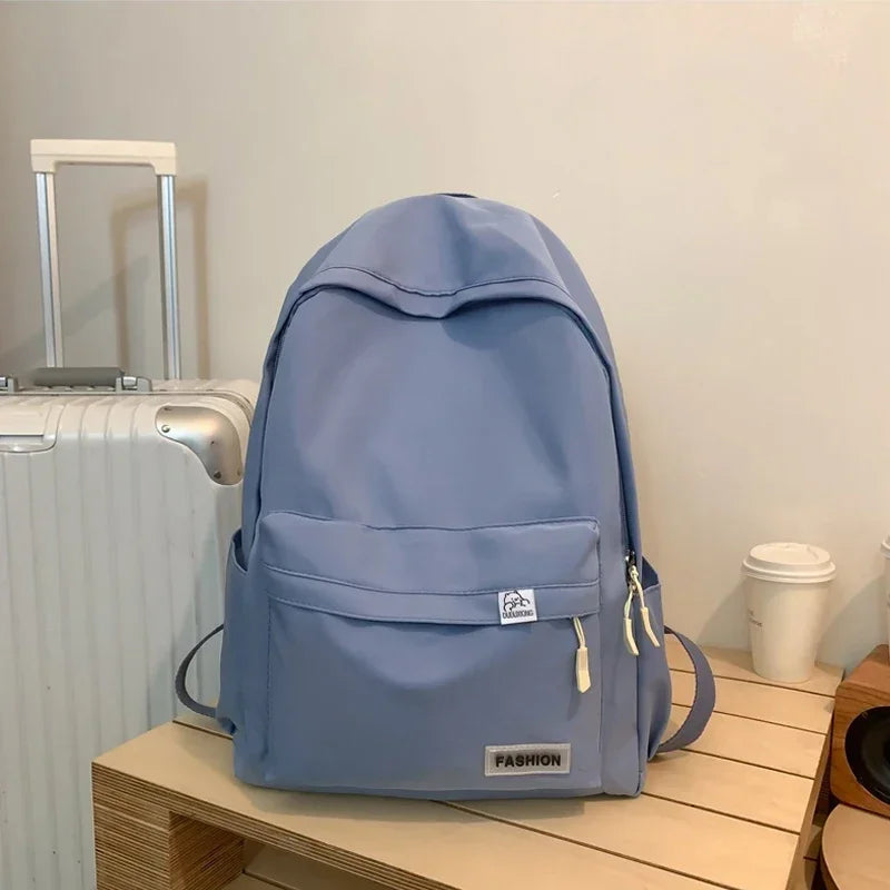 Shoulder Bag Large Capacity Waterproof College Travel Female Backpack Pure Colour Simple Girls Laptop Backpack