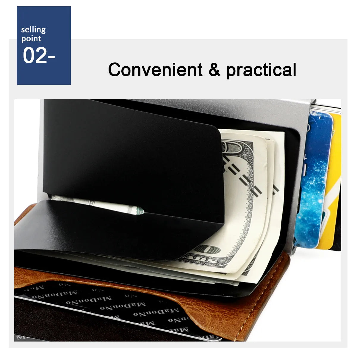 RFID Blocking Credit Card Holder Stainless Steel NFC Anti Scan Business Wallet Genuine PU Leather Purse Money Bag For Men Women