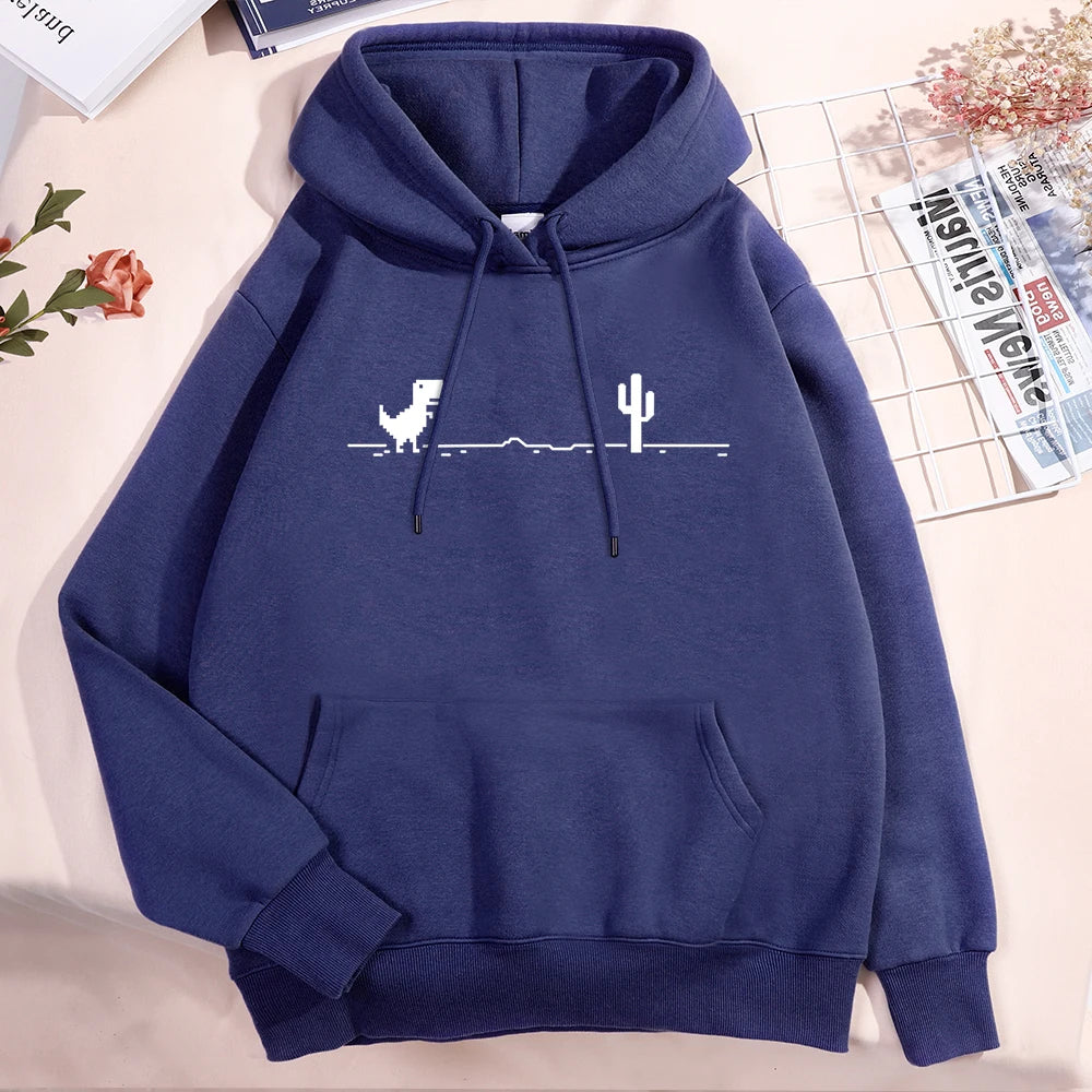 Sweat à capuche pour homme et femme, motif petit dinosaure, dysfonctionnement du réseau, nouveau, épais, mignon, avec poche, automne, chaud, col rond