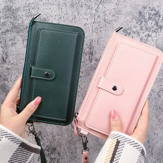 Women's Wallet Multi-functional Fashion PU Leather Long Zipper Wallets Multi-card Position Clutch Buckle Tassel Student Wallet