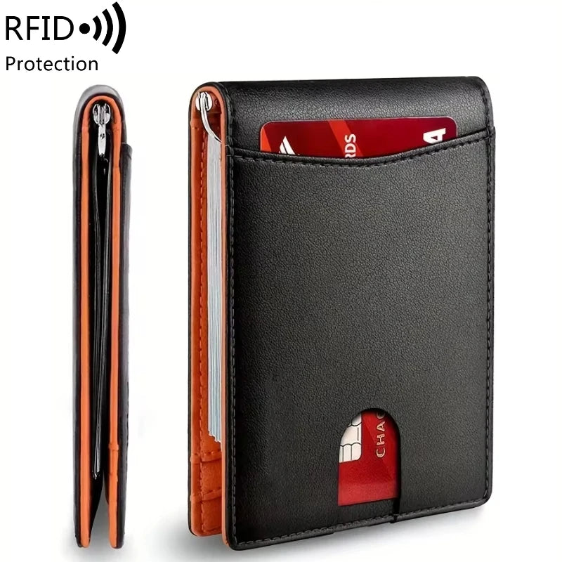 Synthetic Leather Slim Smart Wallet for Men Credit Card Holder Money Clip RFID Blocking Men Thin Bifold Wallet Walet Money Bag