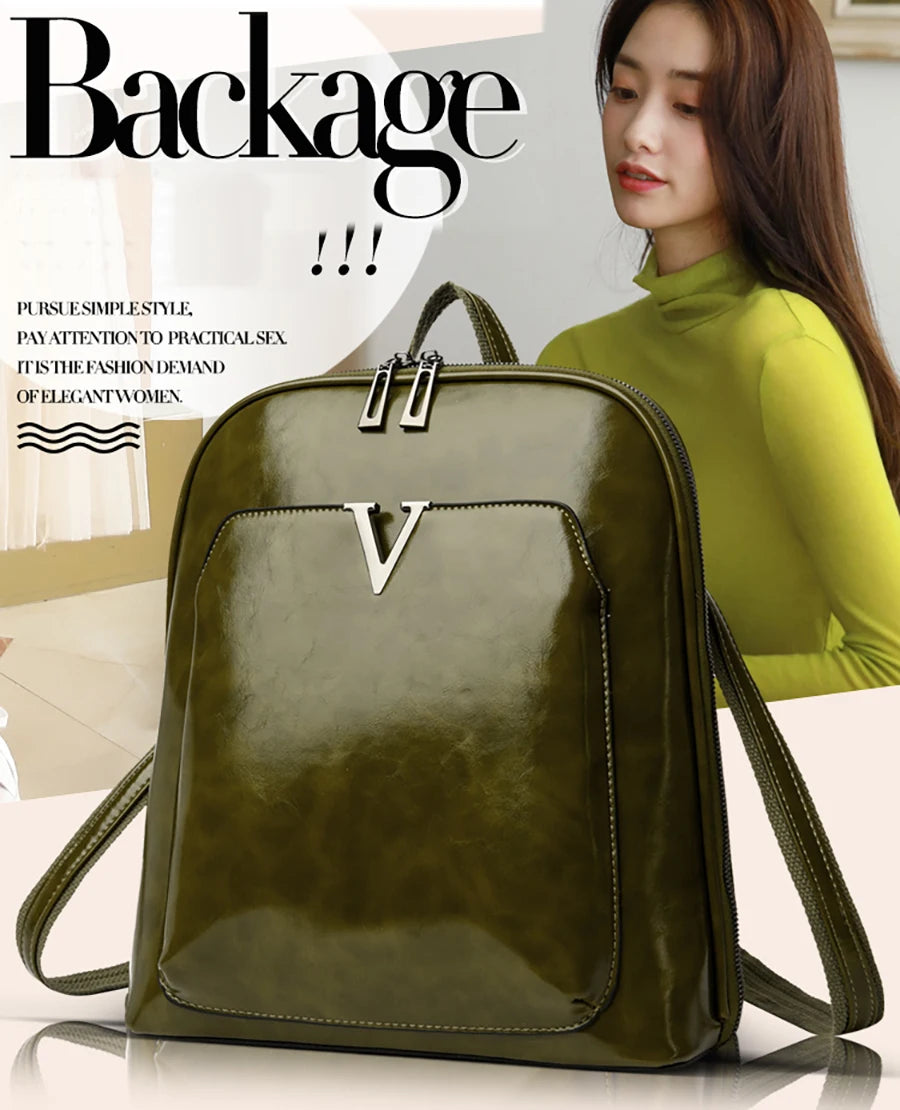 2024 Women Leather Backpacks High Quality Female Vintage Backpacks For Girls New High Capacity Travel Backpack Ladies Sac A Dos