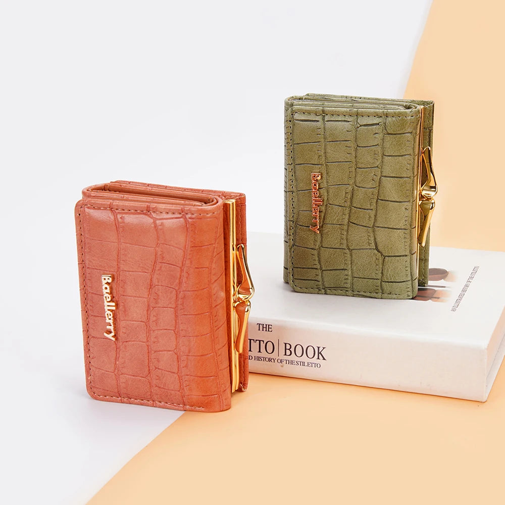 Baellerry New Women Short Wallet Brand Card Holder Simple Coin Pocket High Quality Female Purse Crocodile Pattern Women's Wallet