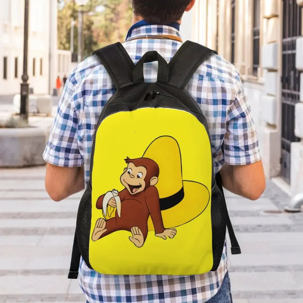 Customized Curious George Backpacks Women Men Casual Bookbag for School College Monkey Bags