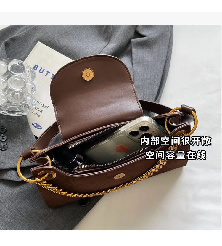 Metal Letter Designer Brand Handbags Top Handle Luxury Shoulder Bags Solid Color Elegant Crossbody Bags Fashion Bags For Women