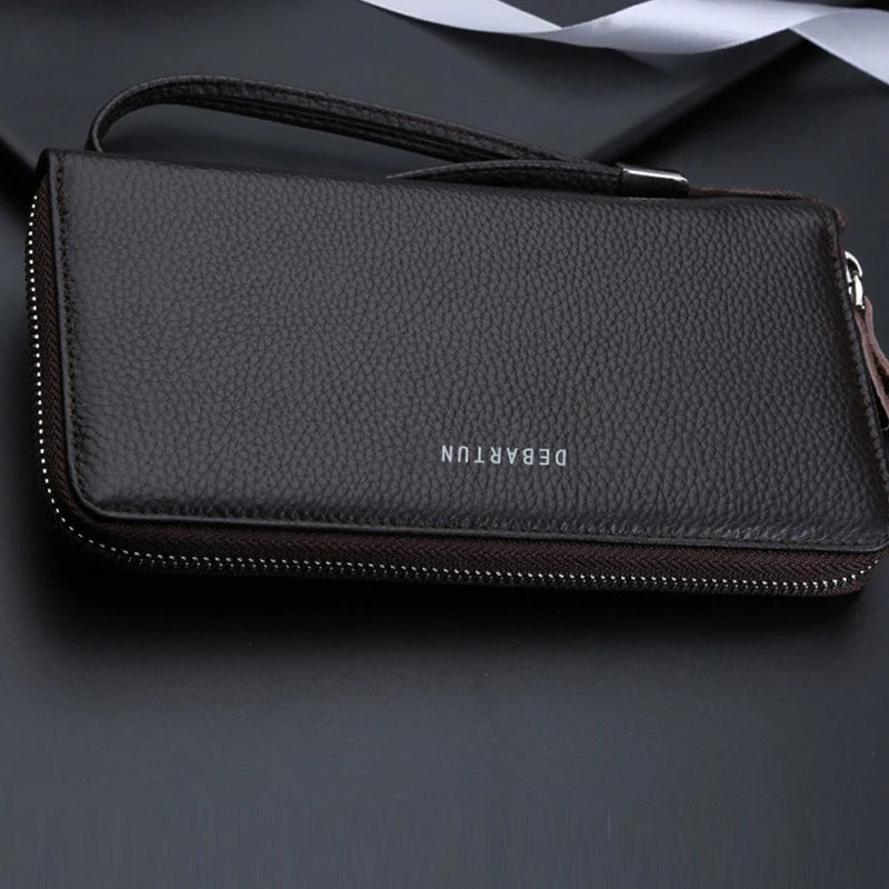 New Color Men`s Long Wallet for Men RFID Blocking Clutch Organizer Zipper Leather Business ID Credit Card Holder Purse