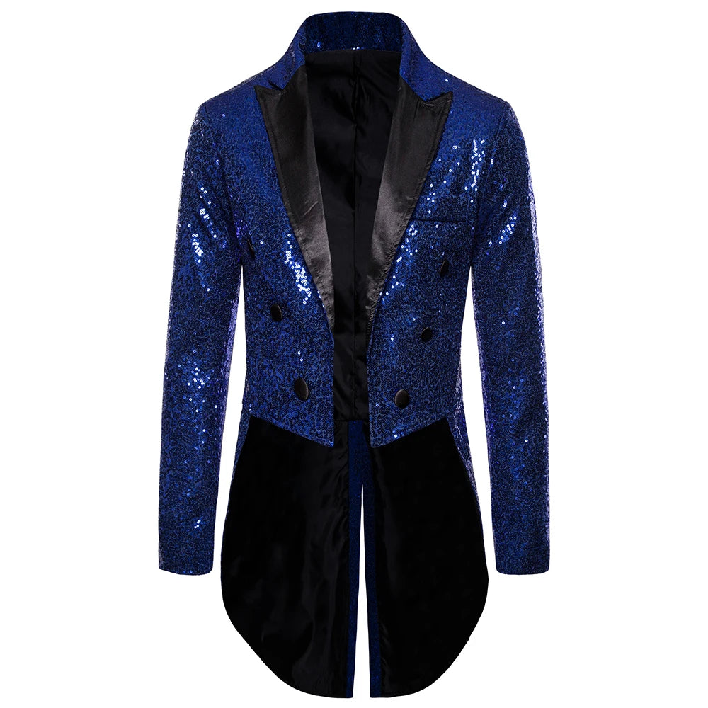 Men's Suit Round Sequin Button Tuxedo Stage Show Wedding Host Dance Festival Celebration Dinner Casual Men's Wear Men's Coat