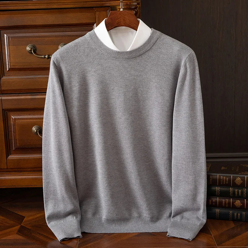 Autumn/Winter New Men's Cashmere Cold Resistant Clothing Round Neck White Sweater Pullover Warm korean Sweaters Pullover Tops