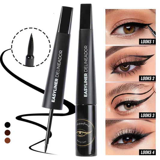 Crayon eye-liner liquide noir mat et imperméable, résistant à la transpiration, séchage rapide, facile à porter, stylo eye-liner marron à haute teneur en pigments, outil de maquillage pour les yeux