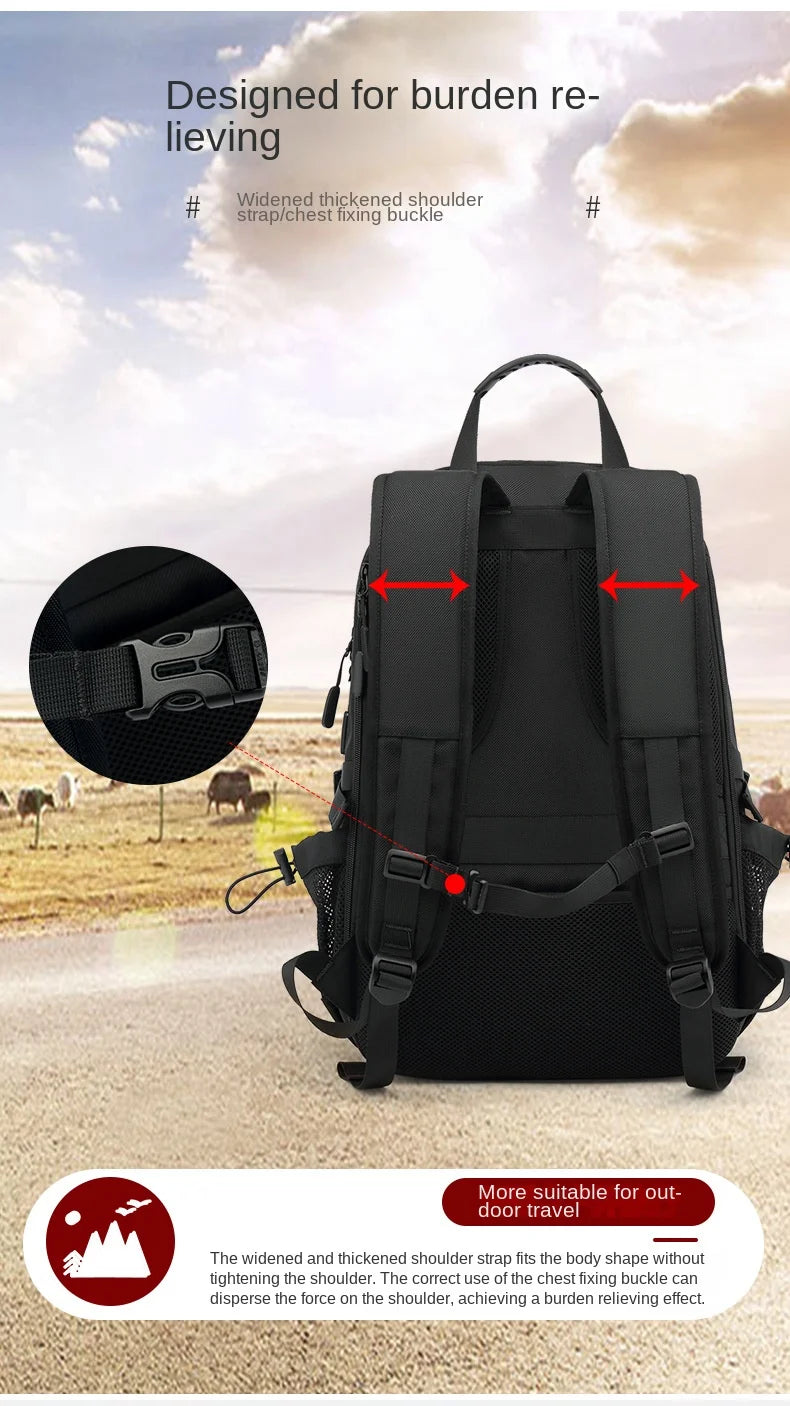 Large Expandable Trave Backpack Hiking Laptop USB Charging Men Bags Outdoor Multifunction Business Backpacks With Shoes Pocket