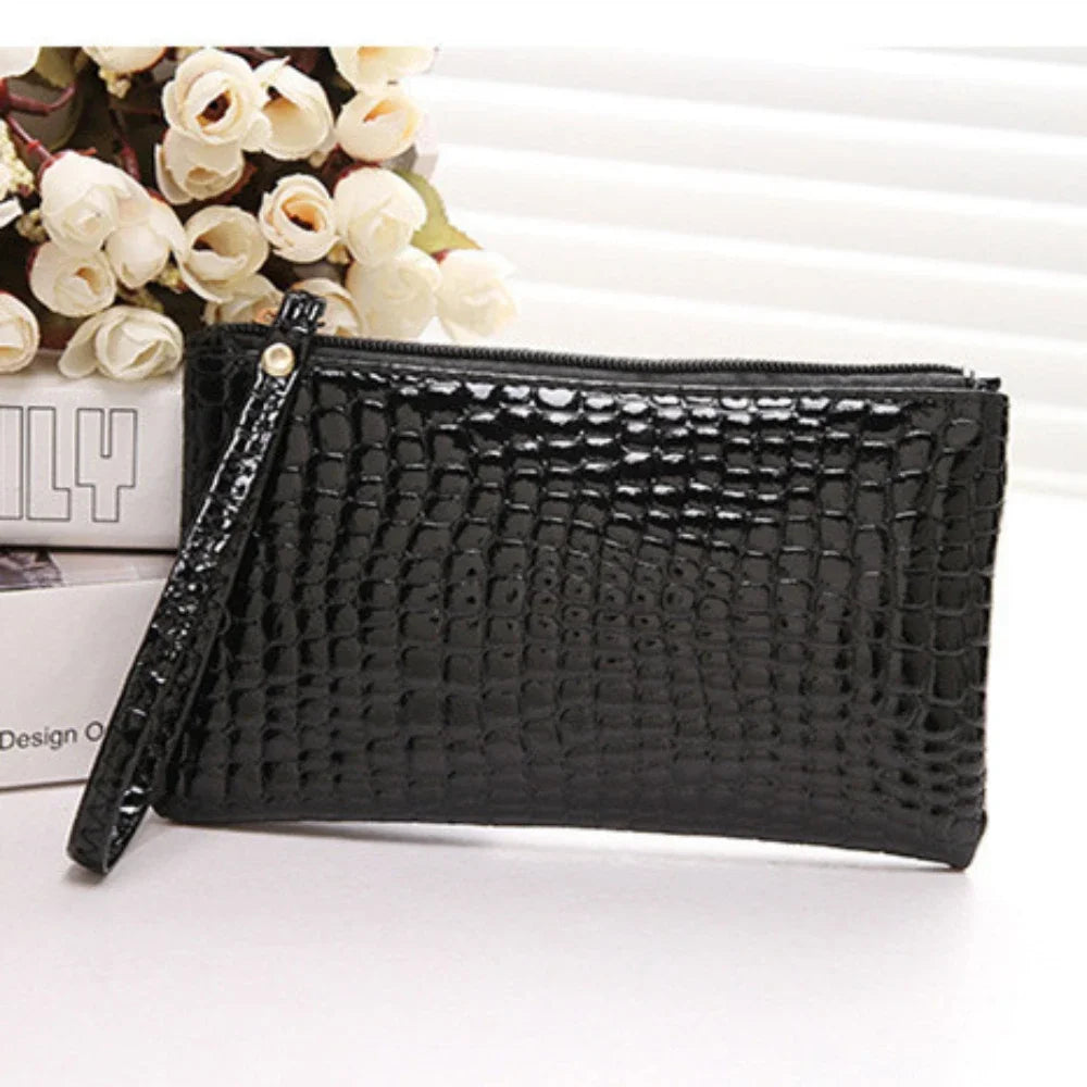 Leather Women's Long Wallet Crocodile Pattern Handbag Ultra Thin Soft Women ID Credit Card Holder Coin Purse for Female Ladies