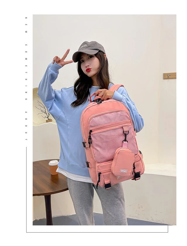 Hot Selling Solid Color Multi Kinetic Oxford Women's Backpack 2024 New Business Travel Sports High-capacity Men's Backpack