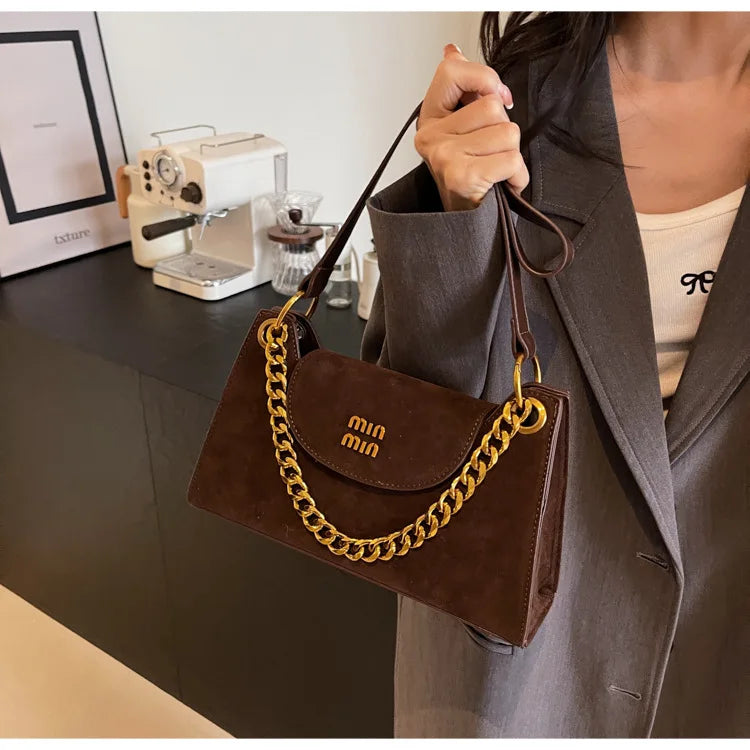 Metal Letter Designer Brand Handbags Top Handle Luxury Shoulder Bags Solid Color Elegant Crossbody Bags Fashion Bags For Women