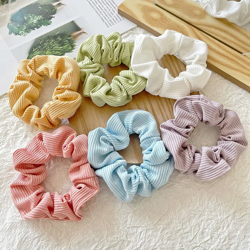 Wholesale 6pcs/pack Women Girls Microfiber Scrunchie Pack Knitted Fabric Chouchou Lot Korean Japan Fashion Scruncies Set 2022