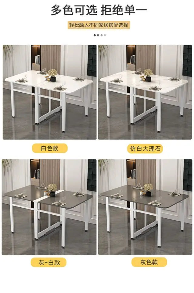 Folding Table, Solid Wood, Ultra-thin, Small Household Type, Installation Free, Simple Dining Table, Retractable, Mobile, Multi