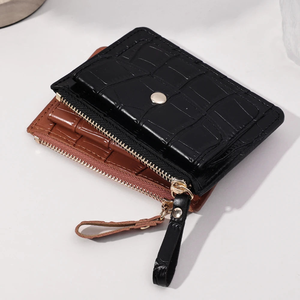 Mini Wallets Hasp Solid Multi-Cards Holder Women Simple Leather Female Purse Coin Short Wallets Slim Small Wallet Zipper Hasp