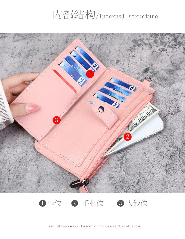 Long Zipper Wallets Coin Cluth Purses Leather Long Wallets Women's Luxury Female Wallet Mini Credit Card Holder Money Bag