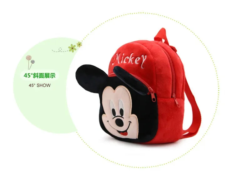 MINISO Disney Cartoon Backpack Mickey Mouse Minnie Winnie The Pooh Plush School Bag Kindergarten Child School Supplies Baby Bags