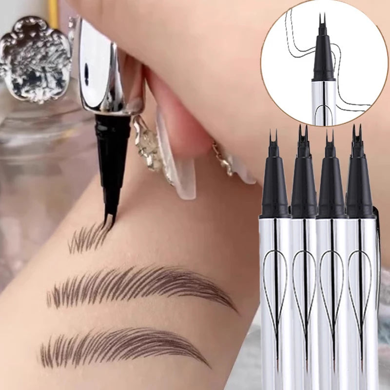 Crayon à sourcils microblading étanche avec applicateur à 2 pointes micro-fourchettes Les crayons à sourcils liquides créent des sourcils d'apparence naturelle