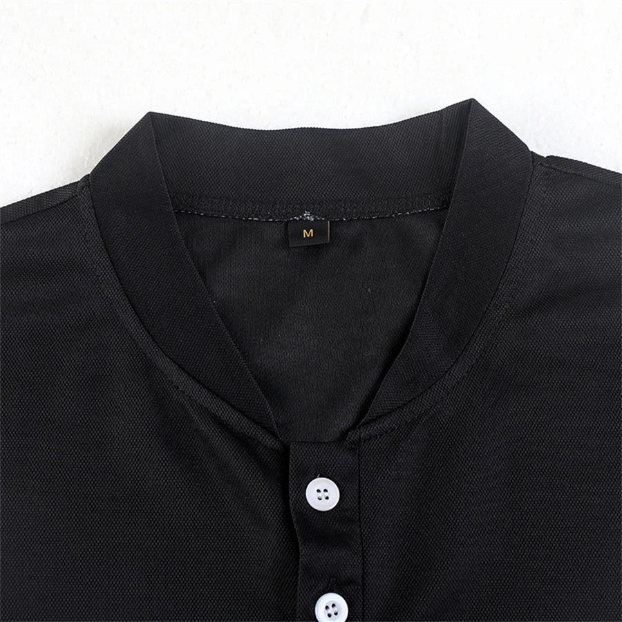 Spring/Summer Men's Short Sleeved Neck T-shirt New Solid Color Casual Polo Shirt Trendy Breathable Loose Top