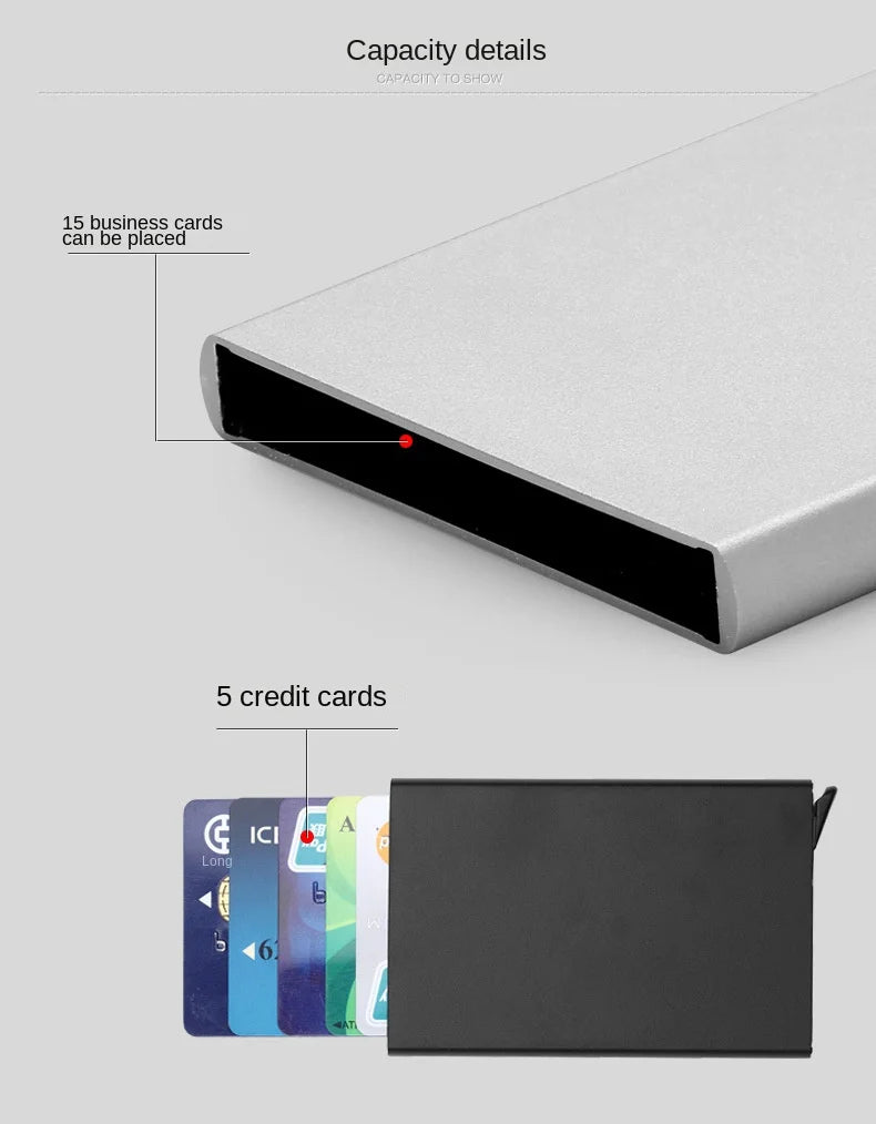 Portable Bank Card Box Anti-theft Brush ID Credit Card Box Simple Business Card Box Aluminum Alloy Card Box Metal Wallets Pocket