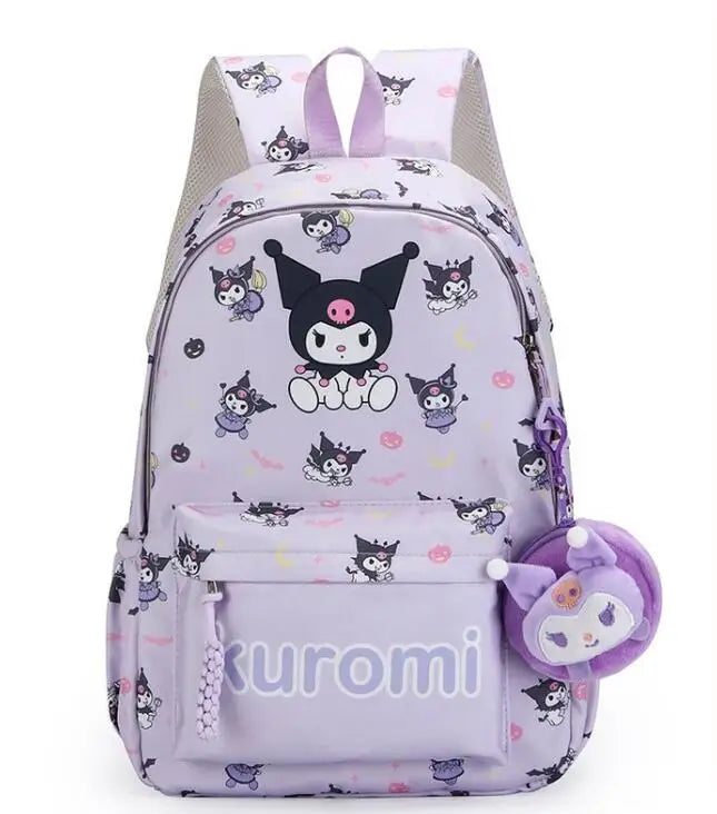 New Kuromi Backpack for Girls Boys Fashion High School Students Backpack Large Capacity Wear-resistant Computer Bag