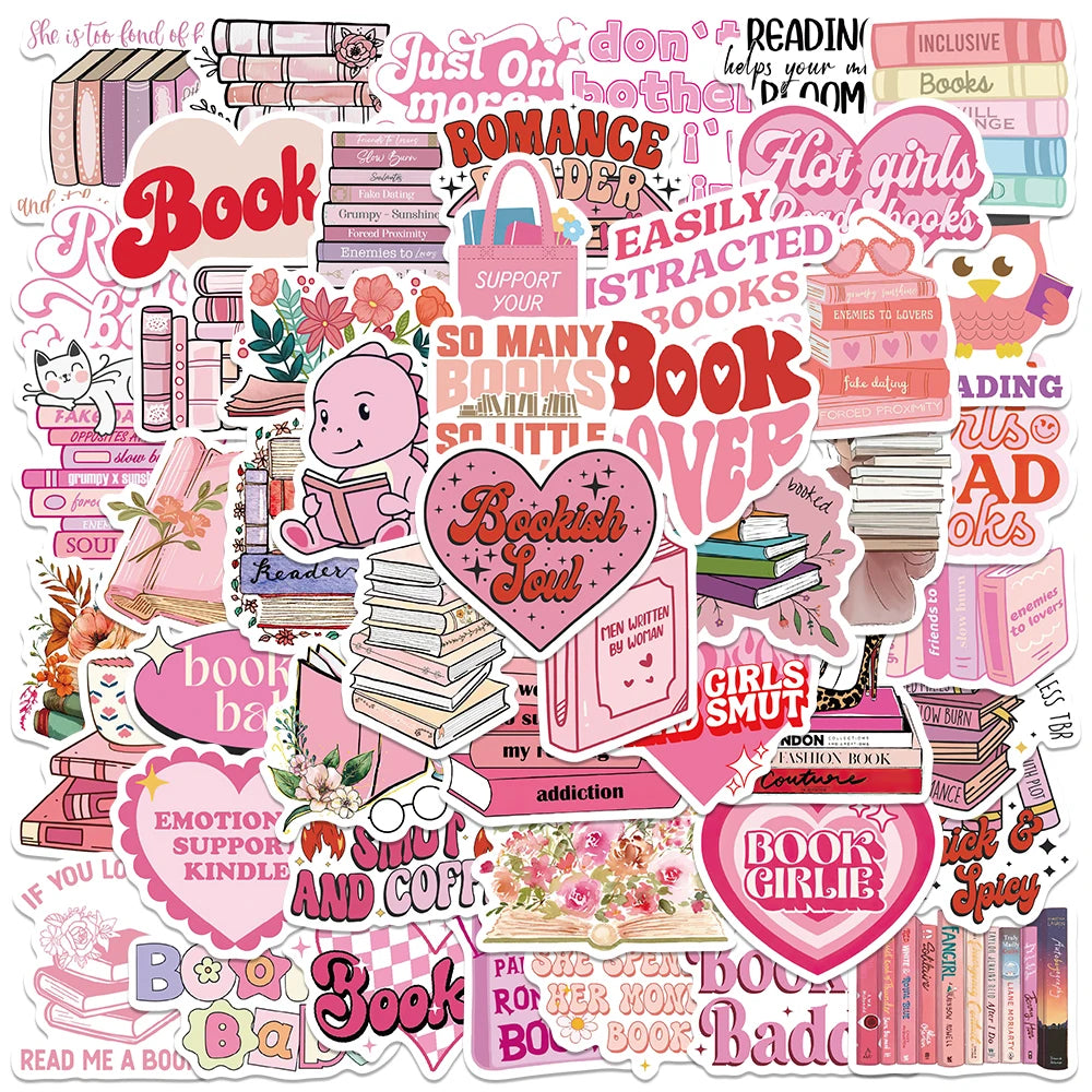 52/102PCS Pink Smutty Romance Bookish Spice Reader Dragon Girl Cartoon Sticker Aesthetic Kindle Ipad Phone Laptop Diary Sticker