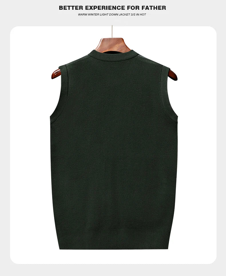 Men's Thickened Casual Sweater Tank Top Autumn and Winter Warm Men's Cardigan Tank Top