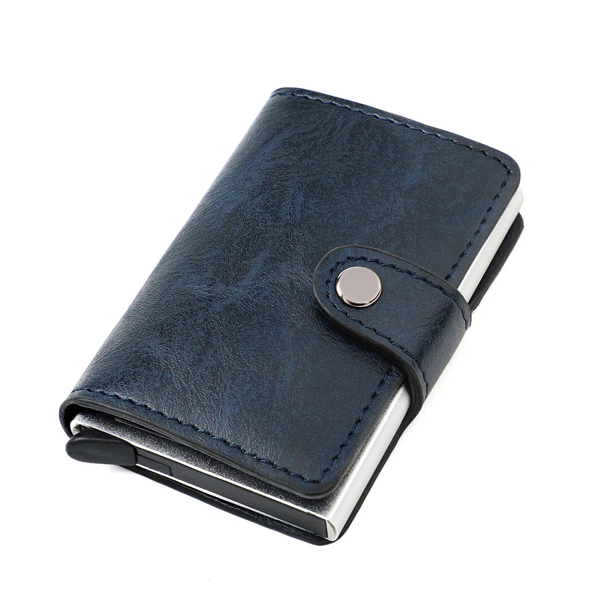 RFID Blocking Credit Card Holder Stainless Steel NFC Anti Scan Business Wallet Genuine PU Leather Purse Money Bag For Men Women