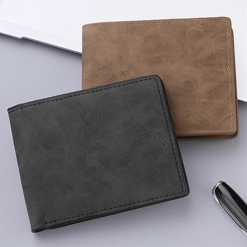 New Retro Men Leather Wallets Small Money Purses Design Dollar Price Top Men Thin Wallet With Coin Bag